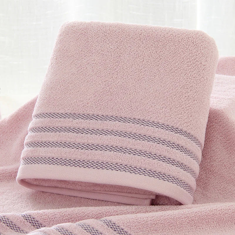 Stripe Cotton Towel Set – Solid Color, 100% Cotton