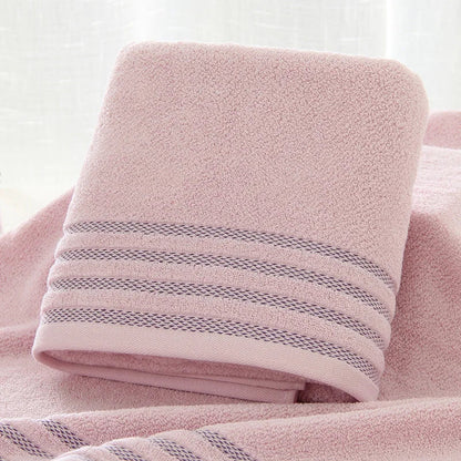 Stripe Cotton Towel Set – Solid Color, 100% Cotton