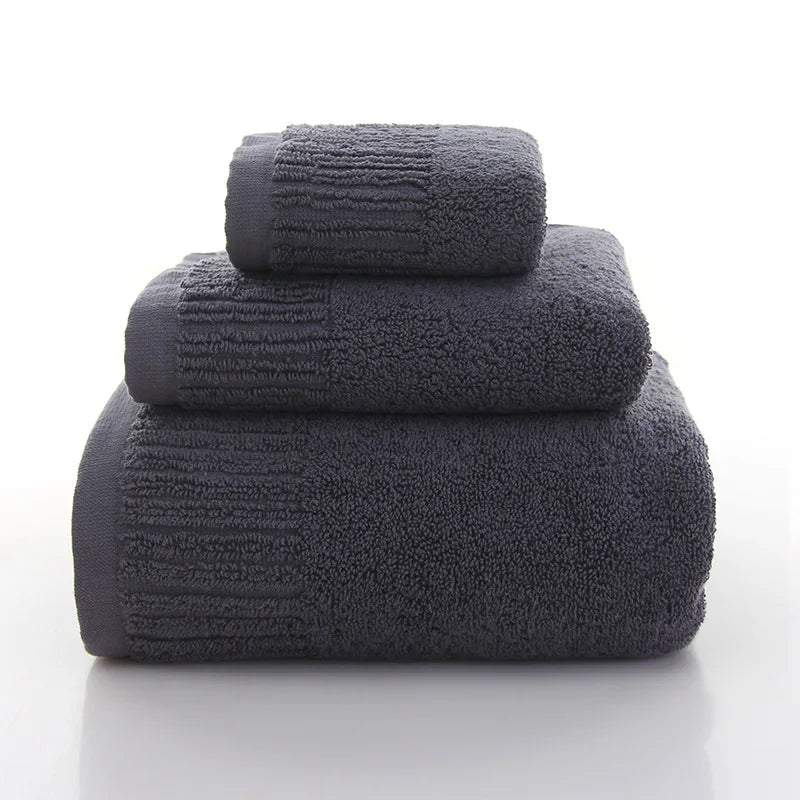 Premium 100% Cotton Thickened Bath Towel Set – 3-Piece Luxury Collection