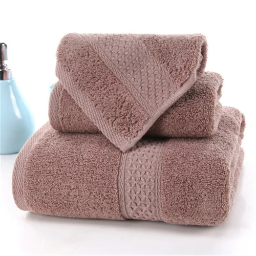 3pcs Solid 100% Cotton Bath Towels For adults large beach towel bathroom