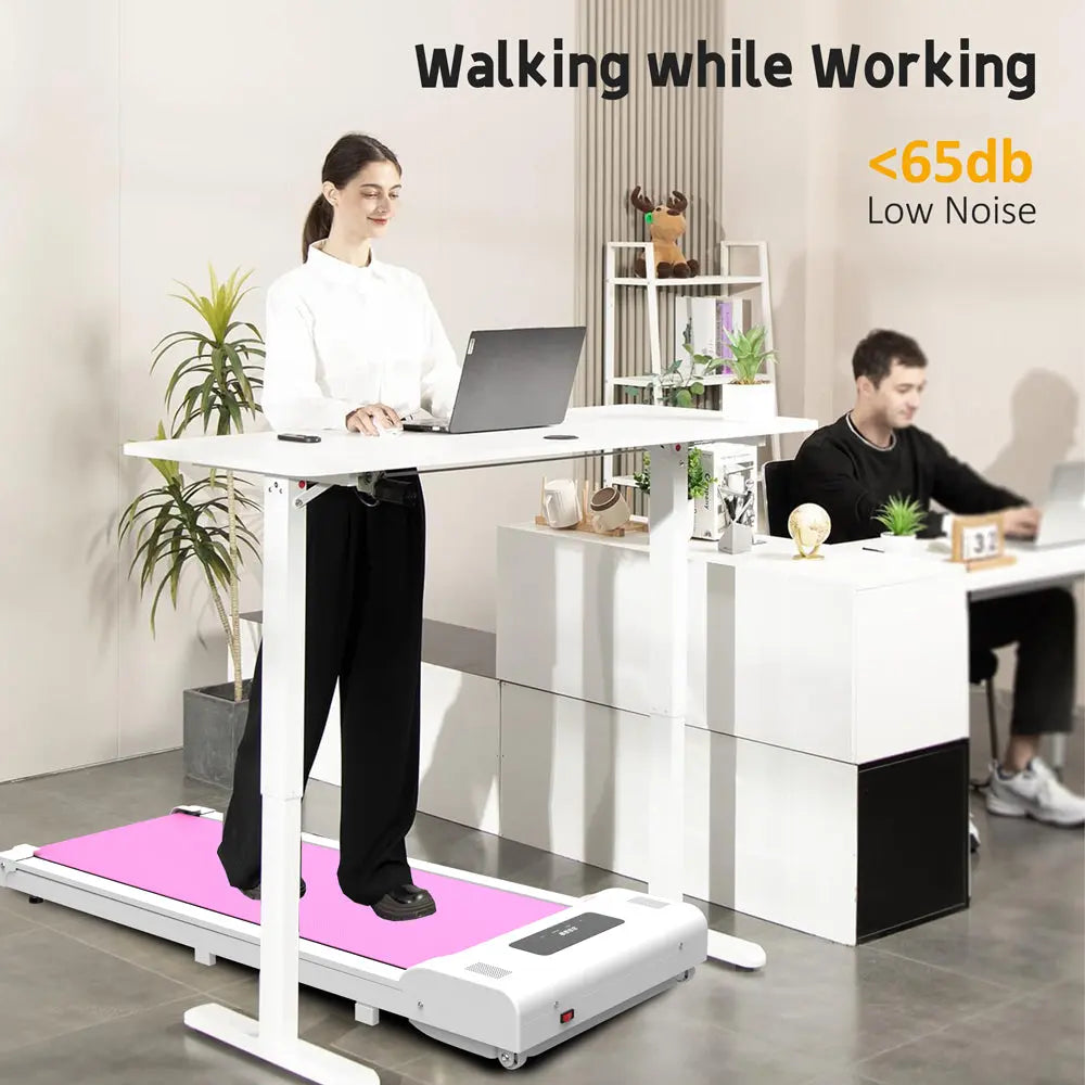 Portable Pink Walking Mat Treadmill with Remote & LED Display (265 lbs Capacity)