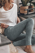 Dark Grey Vintage Wash Ribbed Leggings - Classyfashion24.com