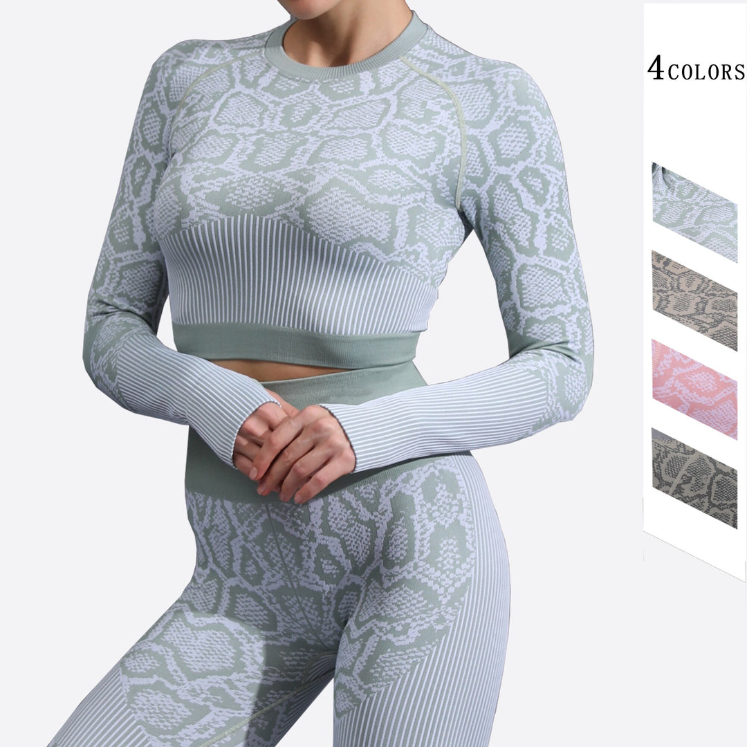 Seamless Yoga Suit women Crop Top leggings Leopard Print