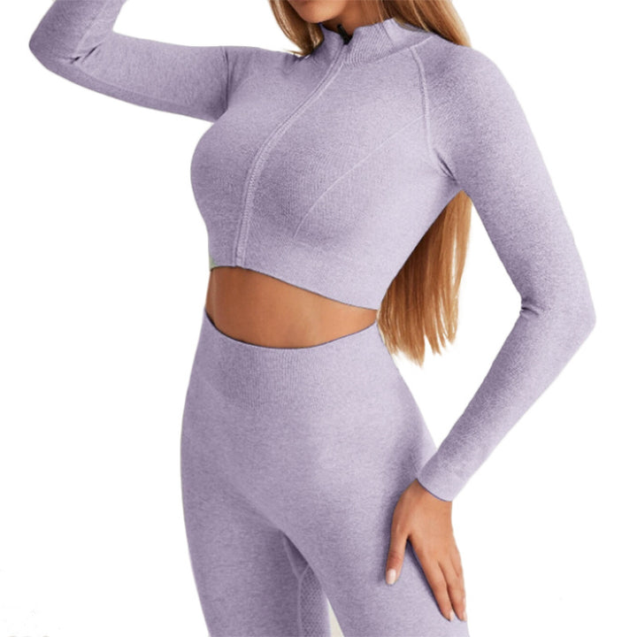 Winter Yoga Zipper Tight-Fitting Long Sleeve High Waist Sports Fitness Suit