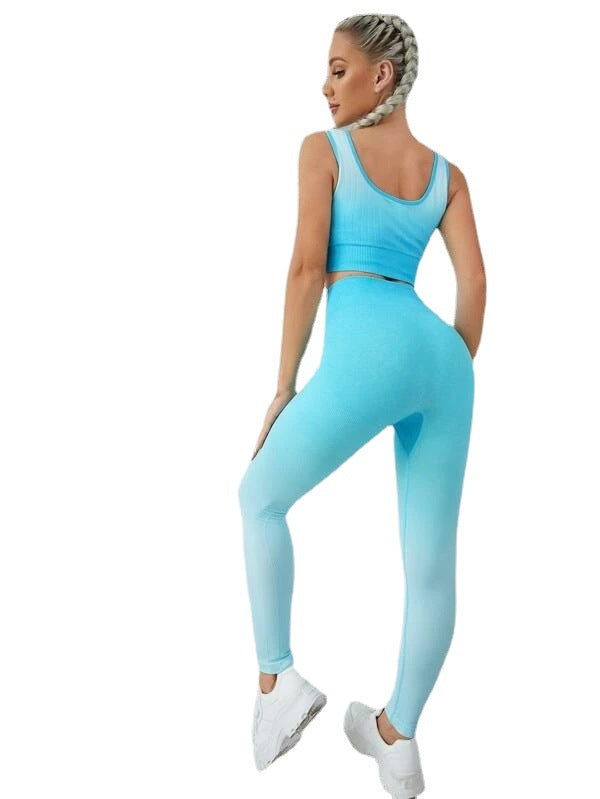 Beautiful Back Bra Trousers Gradient Color Yoga Clothing Suit